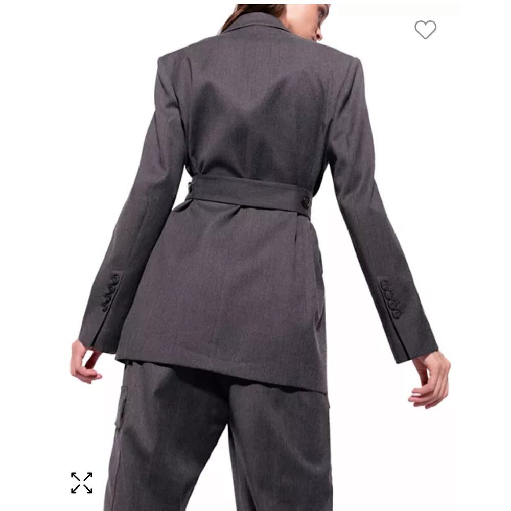 Pinko Emeline Belted Wool Blend Blazer Gray Italy Size 12 US / 48 IT - Picture 14 of 15